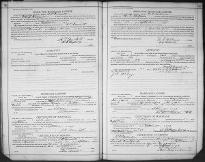 A T Duckett and Sallie Brock 1895 Marriage License