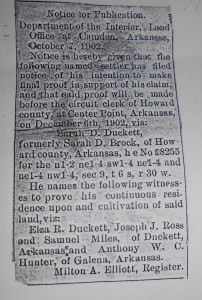 Sarah D Brock Duckett Advertisement